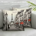 thumbnail image 3 of COMIO  Paris Throw Pillow Cover  Eiffel Tower Old French Street Pedestrians Stores Trees Rectangle Pillow Cases Home Decorative  Cushion Cover for Bed Sofa Gray White, 3 of 5