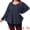 Navy Blue, variant on Women's Plus Size Waffle Knitted V Neck Patchwork Hem Sweater 1X Burgundy