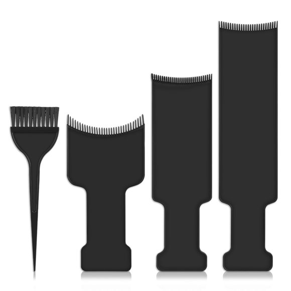 Balayage Board, 4 Pcs Balayage Highlighting Board with Teeth and Hair Dye Brush Kit Professional Hair Highlighting Kit for Women Men All Hair Types Coloring Dyeing Hairstylist Accessories (Black)