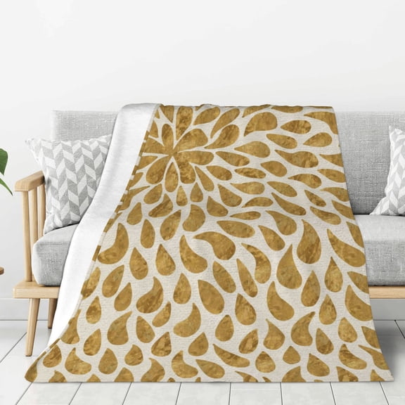 Rateoe Gold Drops Pattern Flannel Throw Blanket, Ultra-soft Blanket for Bed, Couch, Car, Hypoallergenic Anti-pilling blanket-40"x30"(Vertical)