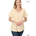 thumbnail image 2 of Zenana Women's V-Neck Heavy Dobby Boat Neck Rolled Short Sleeve Blouse Top, 2 of 3