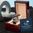 thumbnail image 5 of To Our Son Congratulations on Your Graduation Men's Openwork Watch With Mahogany Box, 5 of 7