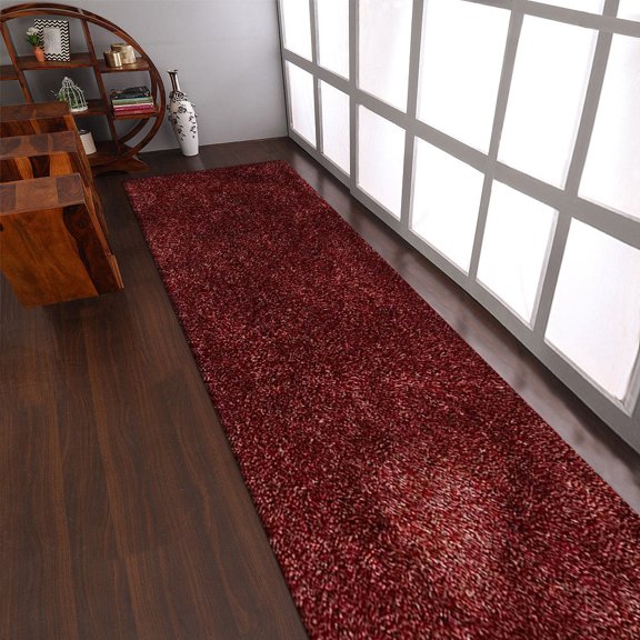Rugsotic Carpets Hand Tufted Shag Polyester Eco-Friendly 2'6''x6' Area Rugs Runner Red White Plain Solid High Pile Thick Handmade Anti Skid Indoor Rug for Living Room, Bedroom K00111
