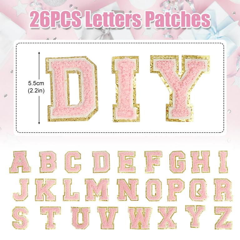 Small Iron-On Patch, 1 Inch Pink Alphabet Letter Patches for Crafts and  Sewing (1 in, 78 Pieces)