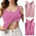 thumbnail image 2 of SNOWSONG Shelf Bra Tank Tops for Women Women's Stretch Camisole with Chest Pad Vest Underwear, Camisoles with Built in Bra, Plus Size Camisoles, Tank Tops for Women 2Pcs Vest Pink 4XL, 2 of 6