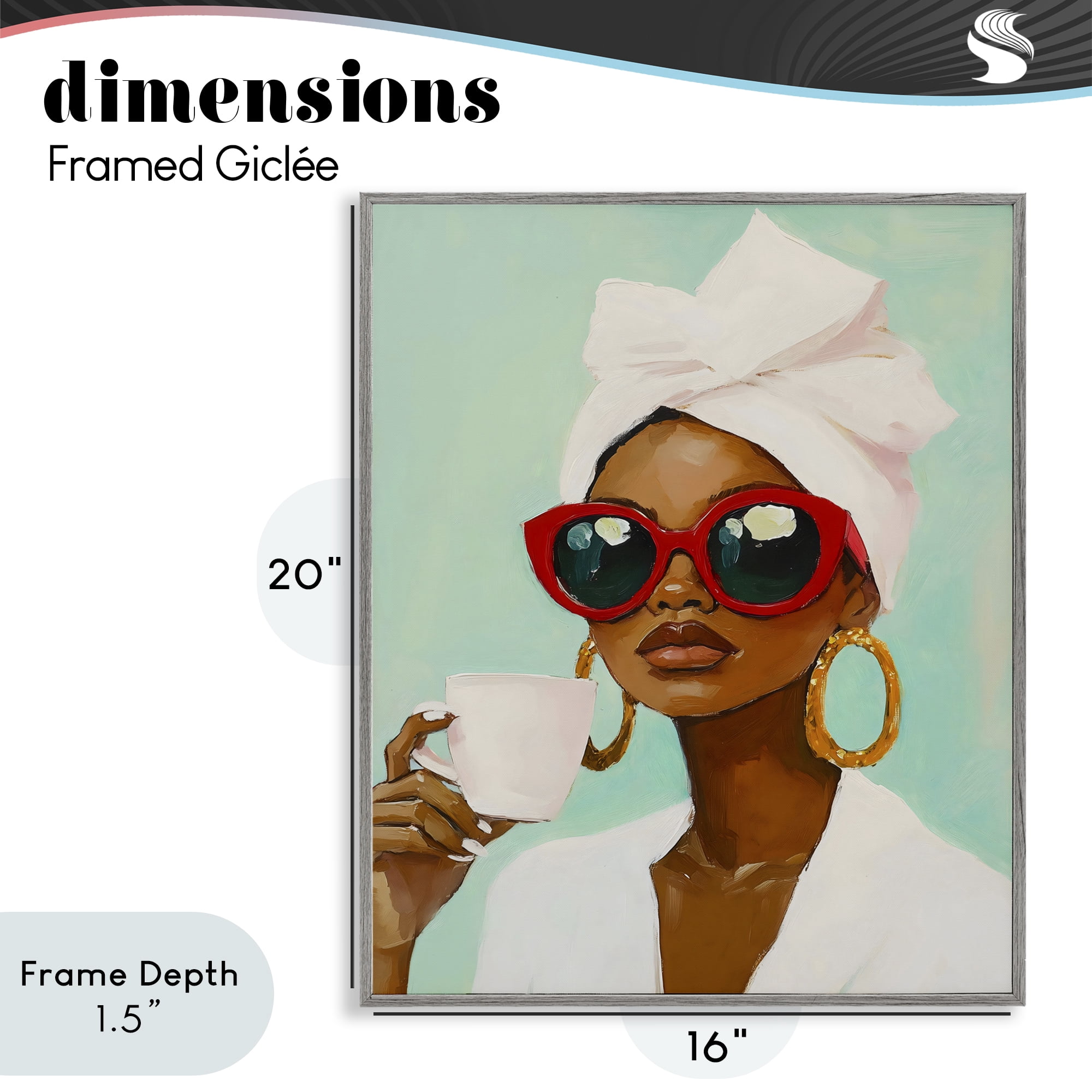 Stupell Industries Coffee Lover in Red Sunglasses Gray Framed Giclee Art, design by The Prints Vibe