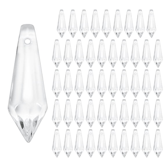50-Pack Crystal Icicle Prisms, 34mm/1.34 Inch Hanging Crystals Chandelier Prisms for Home/Windows/Garden/DIY[Clear]