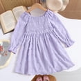 thumbnail image 5 of HCNTES Girls Casual Dresses Adorable Lavender Swiss Dot Long Sleeve Swing Dress for Daily Wear, 5 of 7