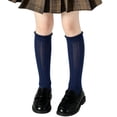 thumbnail image 3 of fnnxnal School Uniform Knee High Socks for Girls, Navy Cotton Ruffle Ribbed Scalloped,Size 5-6T, 3 of 5