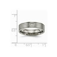 thumbnail image 6 of Titanium Polished Grooved Comfort Back CZ Ring, 6 of 10