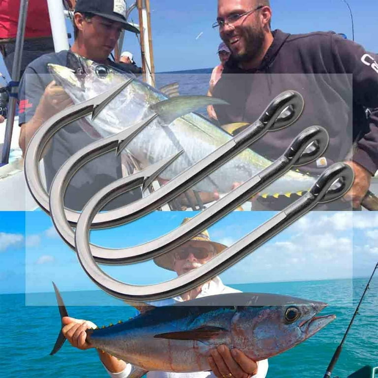Fishing Tuna Hooks Saltwater Stainless Steel Hooks Big Game Hooks,  10Pcs/Bag Extra Strong Southern Fish Hooks Forged Hooks Fishing Tackle