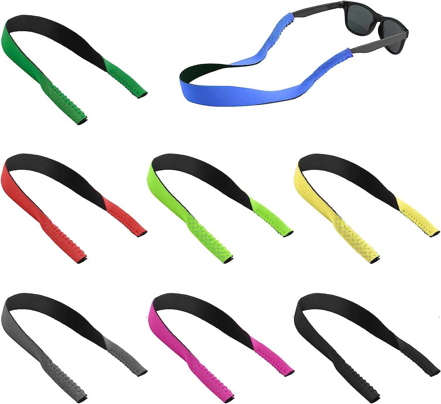 8pcs Floating Sunglasses Straps, Neoprene Sunglasses Retainer Cord Anti