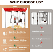 Commercial Popcorn Maker Machine, Enyopro 12oz Kettle Stainless Steel Popcorn Machine with Tempered Glass, Warming Deck, 850W Countertop Popcorn Popper for Movie Theatre, Parties