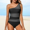 thumbnail image 2 of QHFBli Womens One Shoulder One Piece Bathing Suits Neon Color Block Swimsuits Mesh Swimwear, 2 of 5