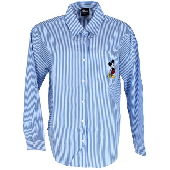 Adult Mickey Woven Long Sleeve Button Up Top
