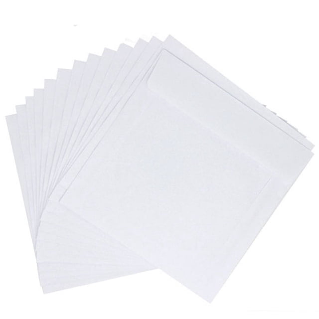 Pochettes pour CD DVD, Pochette d'Enveloppe en Papier pour Médias DVD CD avec Rabat à Fenêtre Transparente Blanc, Lot de 100