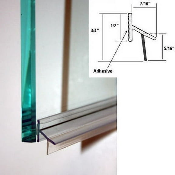 Clear Polycarbonate Drip Rail and Sweep Combination w/ VHB Tape for Frameless Shower Doors - 33-5/8 in long