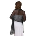 thumbnail image 2 of Chales y envolturas para mujeres Inspire Chic para vestidos de noche, brillante, chispeante y elegante con hebilla 74.8x17.7" (LxA) Negro (Plata), 2 of 6