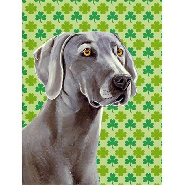 LH9206GF Weimaraner Drapeau Portrait Trèfle de la Saint-Patrick - Taille Jardin