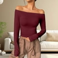 thumbnail image 2 of oqasdz Womens Sweater Off The Shoulder Long Sleeve Sweaters Basic Tops Going Out Cute Fall Winter Warm Fashion Casual Cozy Daily Wear, 2 of 6