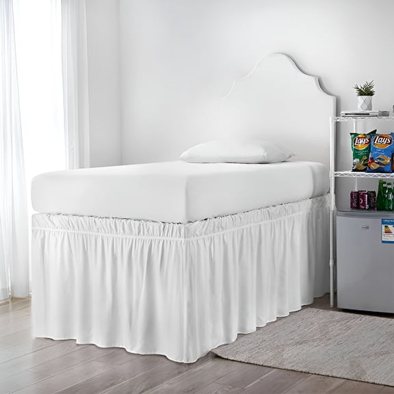 AUQ Ruffled Dorm Sized Bed Skirt - Twin XL - White