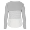 thumbnail image 4 of Odeerbi Womens Tops Dressy Casual Blouse Long Sleeve Shirts Fall Round Neck Splice Pullover Loose Shirt Top Shirt Gray, 4 of 7