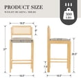 thumbnail image 6 of Dayalane Modern Coastal Rattan Counter Height Bar Stools Set of 4, Upholstered Kitchen Island Stools with Cane Back, Bar Chairs for Dining Rooms with Solid Wood Frame, Gray, 6 of 10
