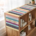 thumbnail image 6 of Table Runners 72 Inches Long Dress Scarves, Bohemia Ethnic Farmhouse Kitchen/Dining Table Runner, Coffee Tablerunners, Boho Tribal Teal Orange Purple Stripes Leaves 13x72 Inch, 6 of 9