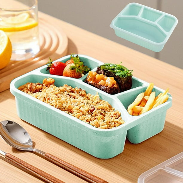 Utensilios de cocina, lonchera de cuatro compartimentos con tapa transparente, compartimento para frutas, refrigerador, caja de alimentos frescos complementarios, loncheras de plástico