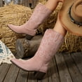 thumbnail image 6 of UngA Cowboy Boots Women Pointy Toe Women's Western Boots Cowgirl Boots Mid Calf Boots Pink,Size 8, 6 of 7
