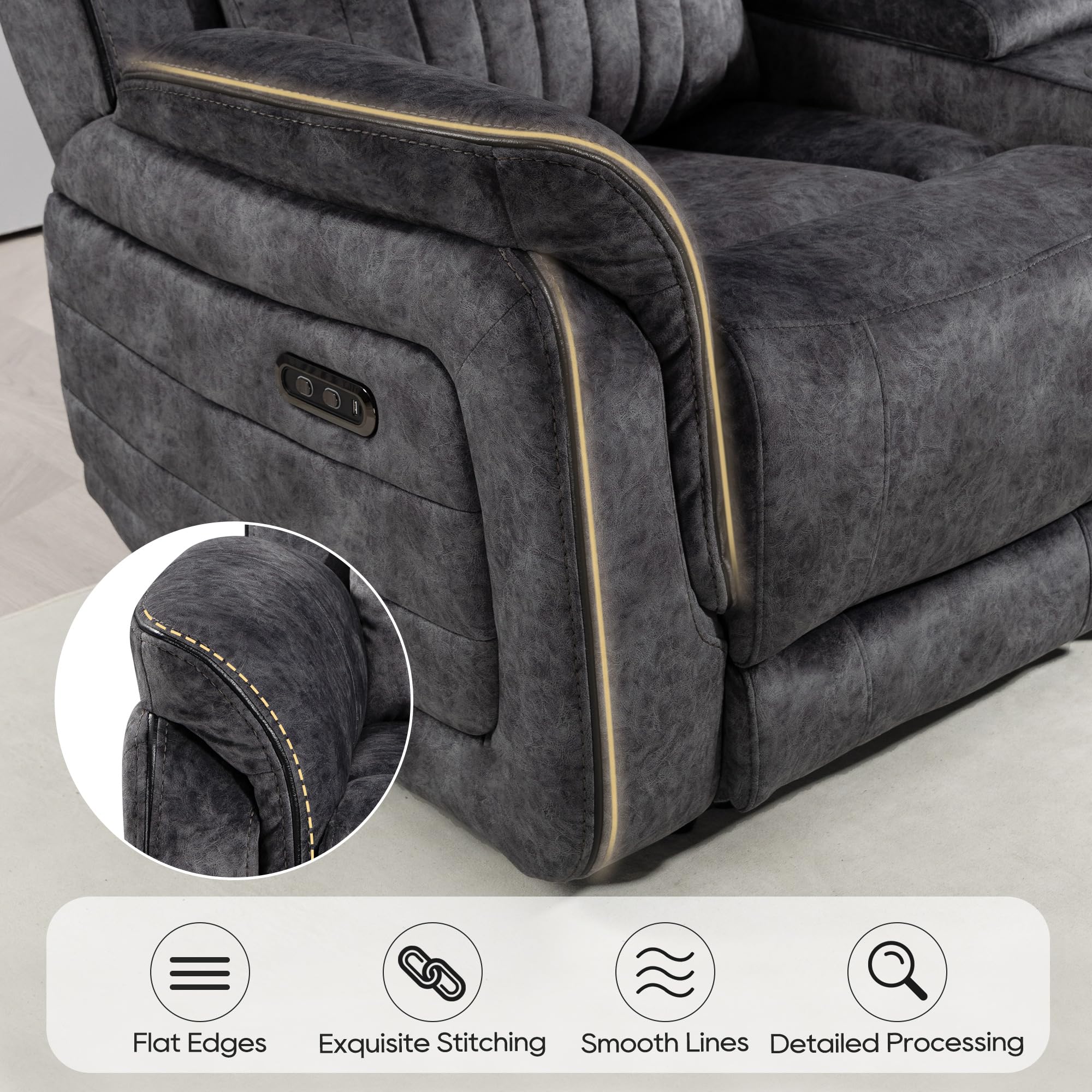 Zero Gravity Power Reclining Loveseat, Double Recliner Loveseat Sofa with Adjustable Headrest & Storage Center Console, RV Home Theater Seating with Cup Holders, USB & Type-C Ports for Living Room