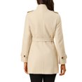 thumbnail image 4 of INSPIRE CHIC Women's Stand Collar Double Breasted Mid Length Winter Trenchcoat XS Beige, 4 of 8