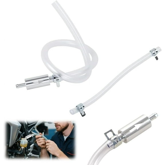 Brake Bleeder Hose,One Way Check Valve Tube Bleeding Tool Kit for Car Motorcyle Clutch, 2025 Upgraded Universal Brake Fluid Bleeder with 2 Screw Caps and 2 Spring Clamps (1 Set)