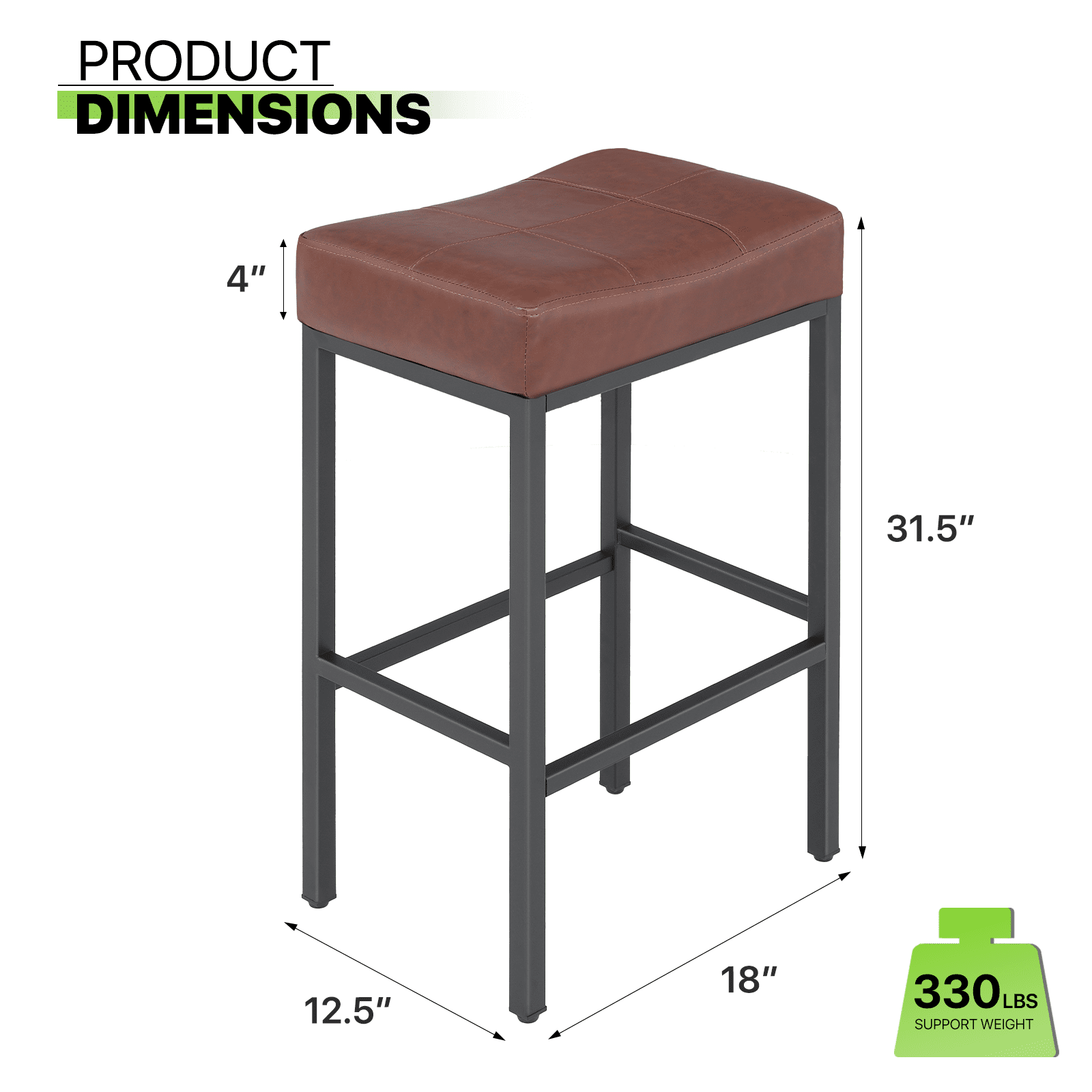 Magshion 31.5" Upholstered Counter Bar Stool Set of 2, Backless PU Leather Saddle Seat Barstools for Kitchen Island, Metal Frame, Gray