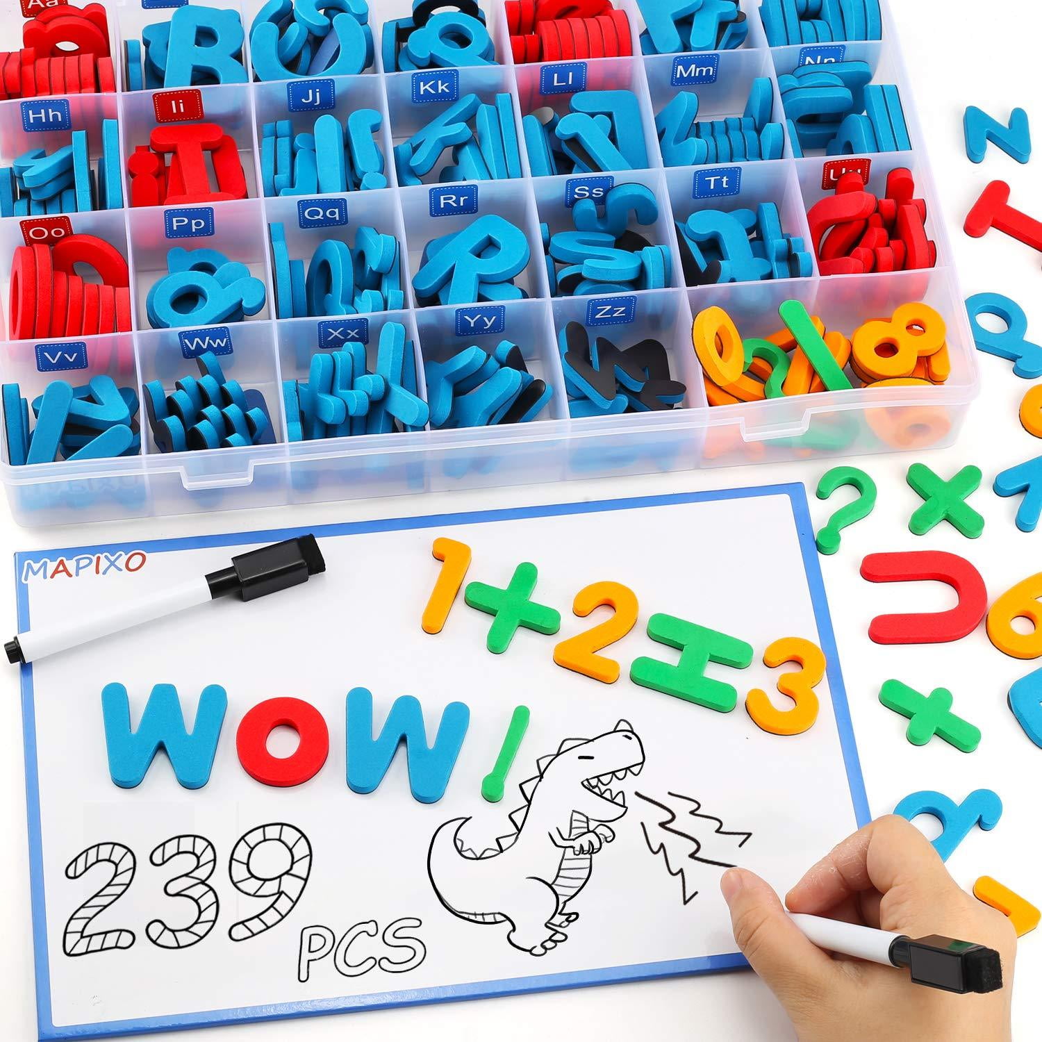 235 Pcs Letter Number with Board, 2 Erasable Pen and Storage Box, Foam