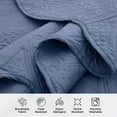 thumbnail image 6 of Ameha 3-Piece Quilt Bedspread Set Lightweight Embossed Floral Microfiber Coverlet Adult Queen Size Washed Blue, 6 of 11