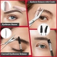 thumbnail image 6 of MORGLES Eyebrow Tweezers Kit, 8 Pcs Stainless Steel Precision Brow Shaping Set with Scissors, Razor, Brush & Travel Case, Pink, 6 of 7
