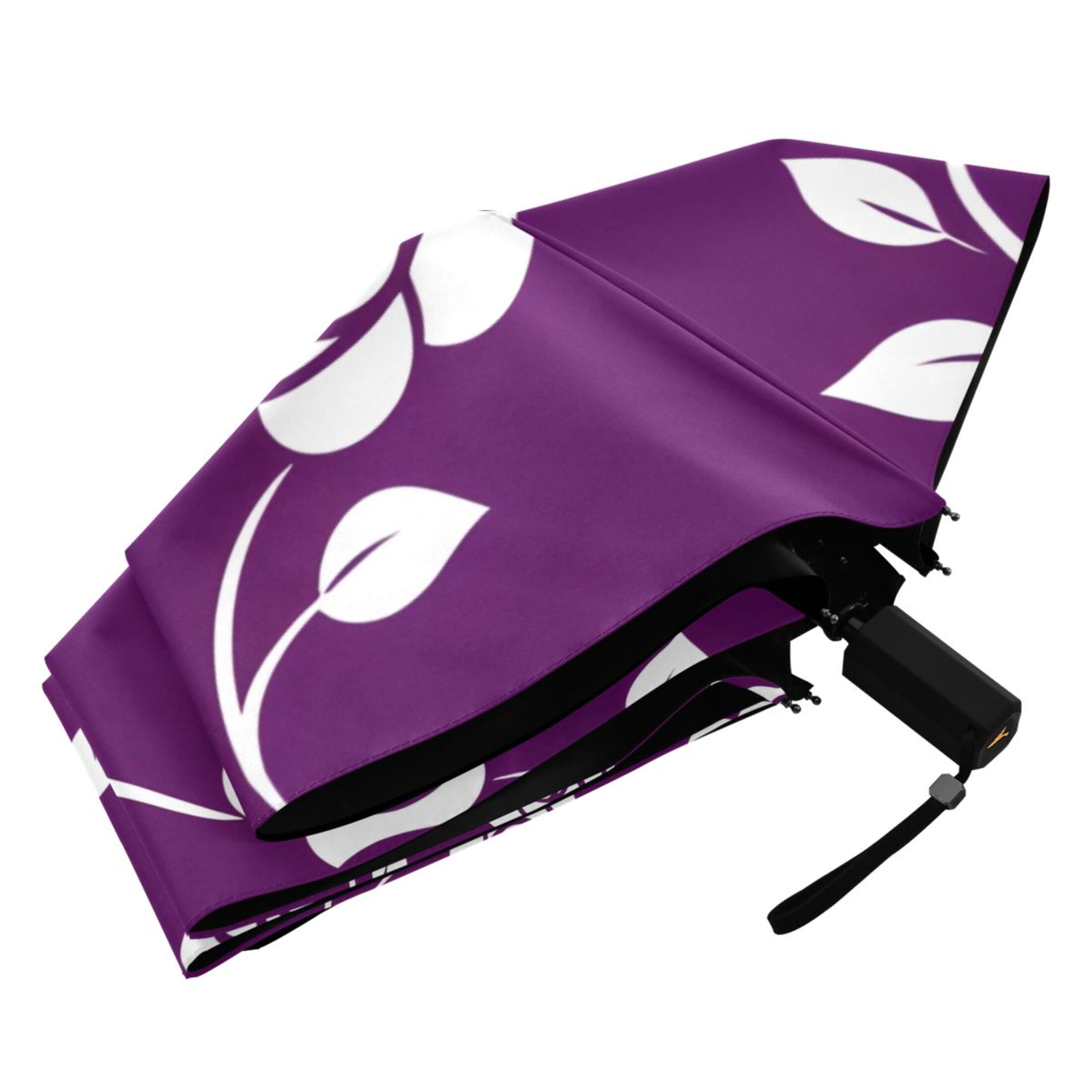 ALAZA Rose Flower Leaves UPF 50+ Compact Folding Umbrella for Rain Travel Umbrella Packable