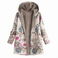thumbnail image 5 of QUNYINEY Hooded Women Jacket Full Zip Floral Oversized Fleece Outwear Loose Fit Long Sleeve Mid-Length with Pockets Women's Coats, 5 of 5