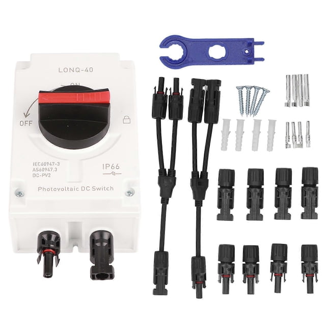 Interrupteur solaire photovoltaïque DC, interrupteur isolé étanche IP66 pour camping-car à énergie solaire 1200 V DC 32 A 4P 2 en 1