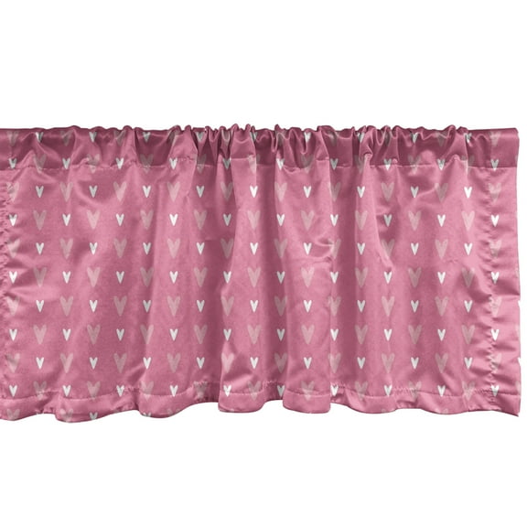 Ambesonne Vintage Valentine Valance Pack of 2, Tender Hearts, 54"X18", Pink Pale Pink and White