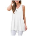 thumbnail image 1 of Pompotops Femmes Casual Col en V Col Rond Manches Solides T-Shirt Tops, 1 of 9