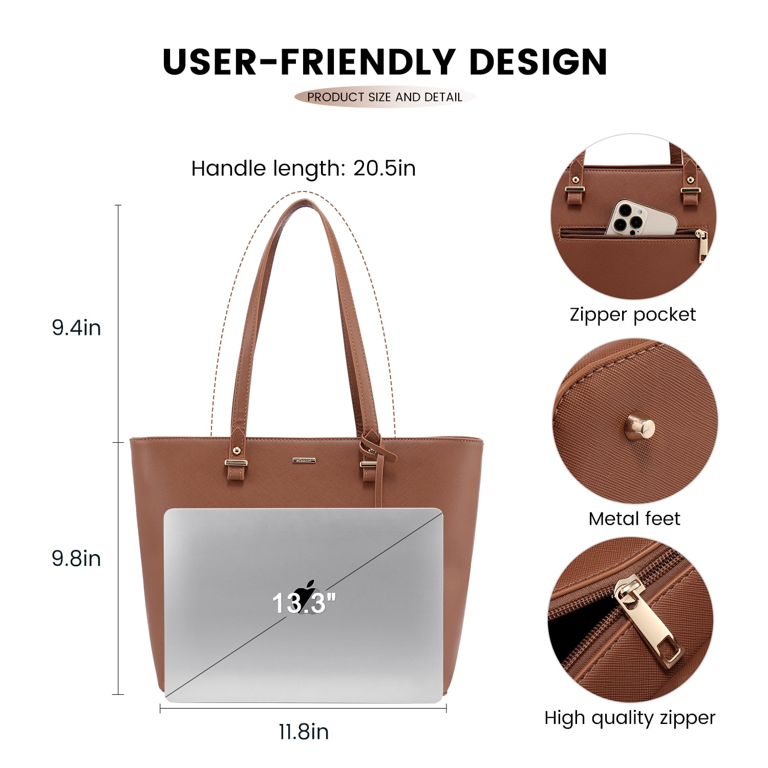 Lovevook Purses and Handbags for Women, Fashion Tote Satchel Shoulder Bag,Top Handle Satchel Bags Purse Set- 3pcs & Brown