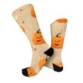 thumbnail image 6 of Voska Pumpkin Bat Patterns Stretch Mid-Calf Socks - Designed specifically for running, stylish and breathable for training. Khaki One Size, 6 of 6