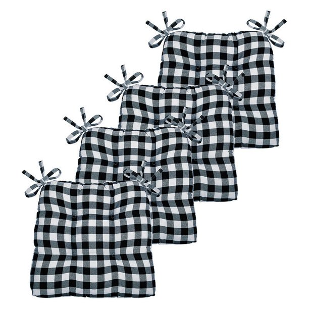 4 Pack Country Farmhouse Plush Buffalo Plaid Checkered Chair Cushion
