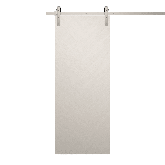 Modern Barn Door 18 x 80 inches | Ego 5005 Painted White Oak | 6.6FT Silver Rail Track Heavy Hardware Set | Solid Panel Interior Doors