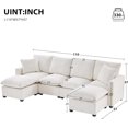 thumbnail image 2 of 110" Sectional Couches for Living Room, Modern Convertible Upholstered Comfy Sleeper Sofa with Ottoman 2 Pillows, Sofa Sectionals for Living Room, Apartment, Office, White, 2 of 14