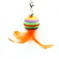 thumbnail image 3 of Funny Pet Cat Teaser Stick Colorful Stripes Feathers Ball Replacement Head Accessories With Bell, 3 of 8