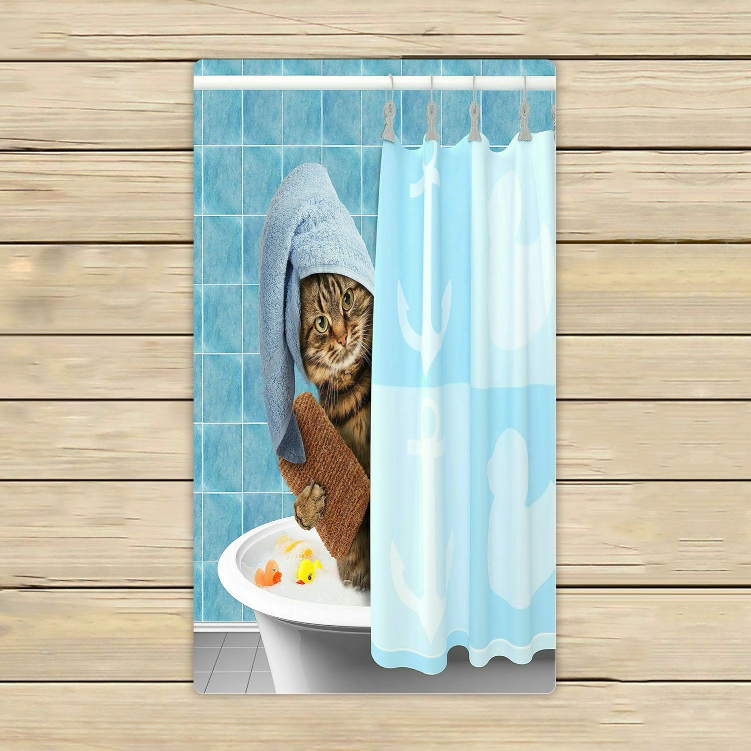 ABPHQTO Funny Cat Taking Bath Towels Beach Bath Pool Sprot Travel Hand Spa Towel 16x28 Inch