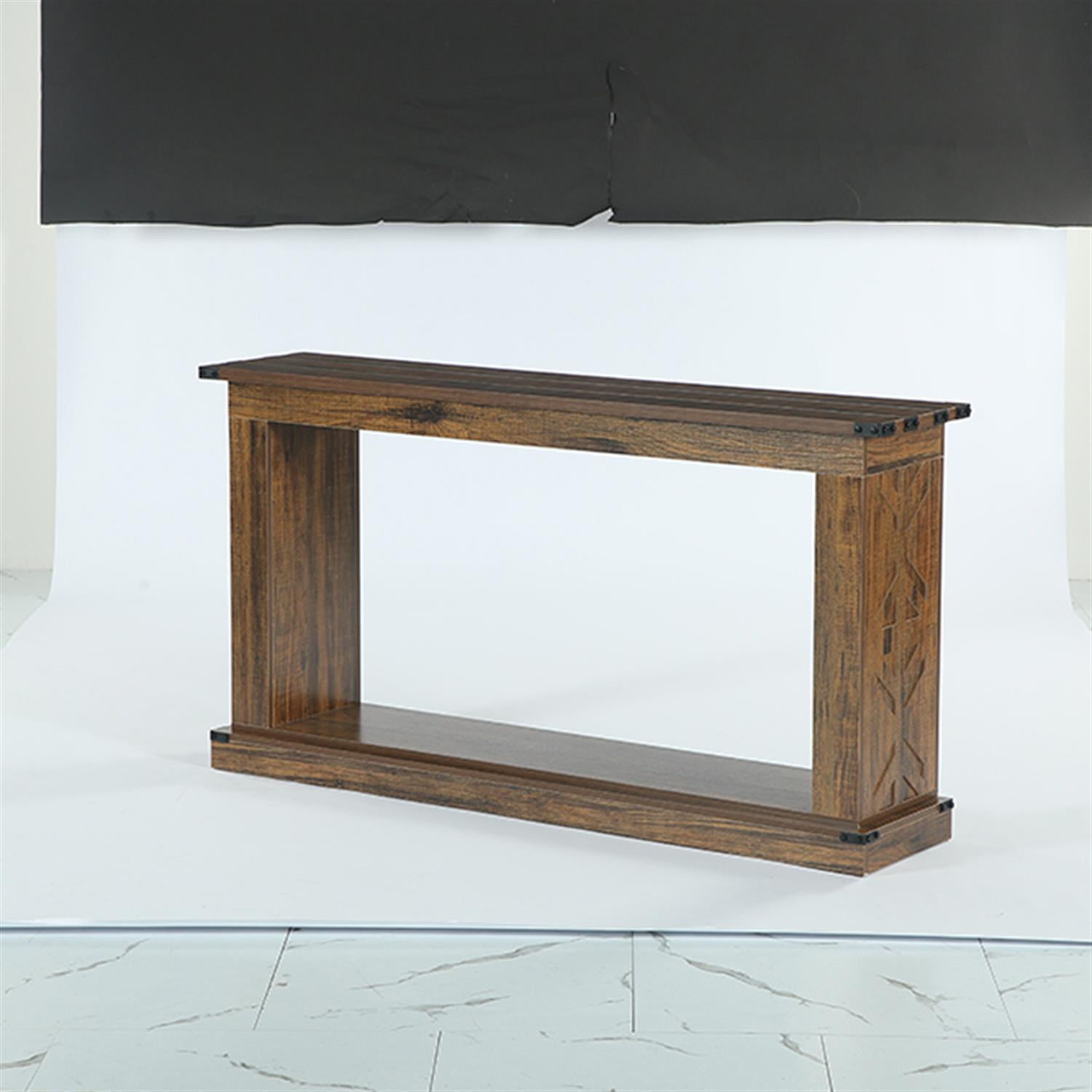 Demi Bonn 63" Console Table, Farmhouse Wood Sofa Table 2-Tier Entryway Table, Foyer Display Table, Brown